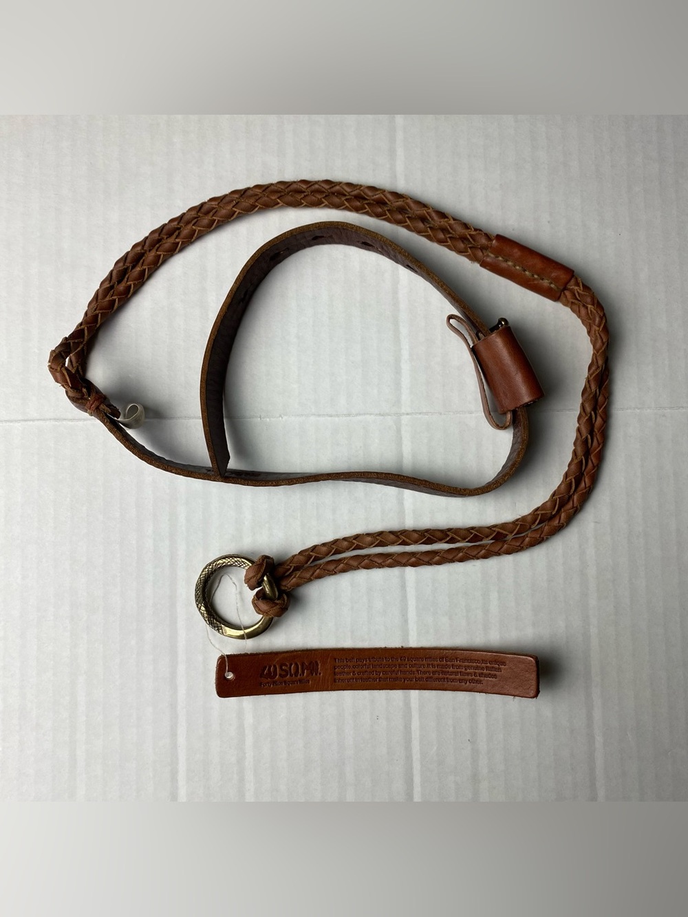 Anthropologie 49 Square Miles Italian Leather Hip Belt Medium/Large Bark Brown
